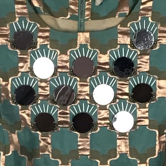 Diane von Furstenberg Akoni Metallic Jacquard Sheath Dress Aquamarine Copper 0 2 - Picture 12 of 16